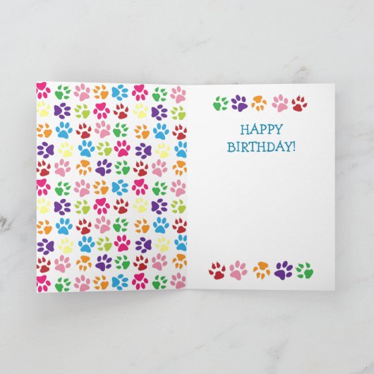 Fun Pawsome Cat Paw Birthday Kaart (Binnen)