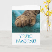 Fun Pawsome Cat Paw Birthday Kaart (Gele Bloem)