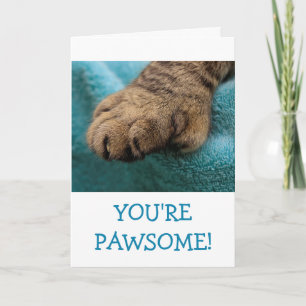 Fun Pawsome Cat Paw Birthday Kaart