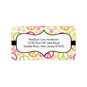 Fun Peace Signs Return Address Labels. Etiket