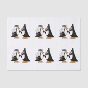 Fun Penguin Bride en Groom Wedding Paper Tissuepapier