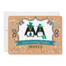 Fun Penguin Couple Kerstfotokaarten