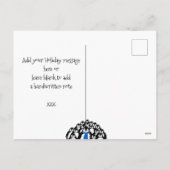 Fun Penguin Familie Kerst Zwart Briefkaart (Achterkant)