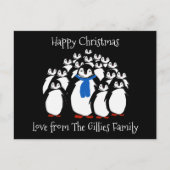 Fun Penguin Family KerstBriefkaart Feestdagenkaart (Voorkant)