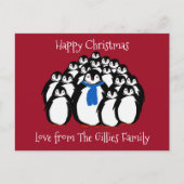 Fun Penguin Family KerstBriefkaart Feestdagenkaart (Voorkant)