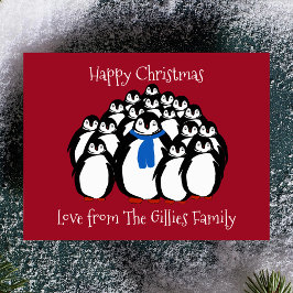Fun Penguin Family KerstBriefkaart Feestdagenkaart