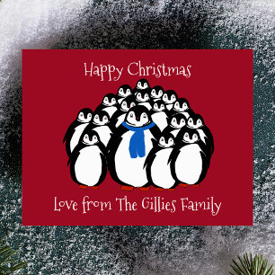 Fun Penguin Family KerstBriefkaart Feestdagenkaart