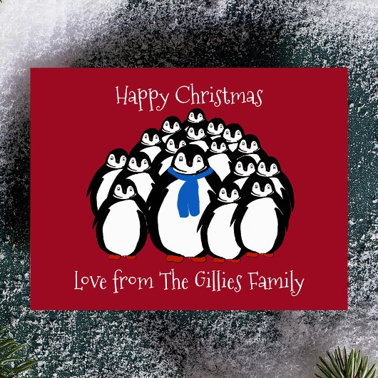 Fun Penguin Family KerstBriefkaart Feestdagenkaart