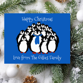 Fun Penguin Family KerstBriefkaart Feestdagenkaart