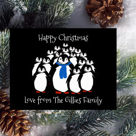 Fun Penguin Family KerstBriefkaart Feestdagenkaart