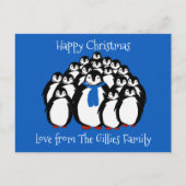 Fun Penguin Family KerstBriefkaart Feestdagenkaart (Voorkant)