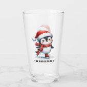 Fun Penguin Gepersonaliseerde Familie Kerstmis Glas (Achterkant)