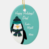 Fun Penguin-kerstcadeau Keramisch Ornament (Achterkant)