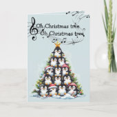 Fun Penguin Oh Christmas Tree Musical Kaart (Voorkant)