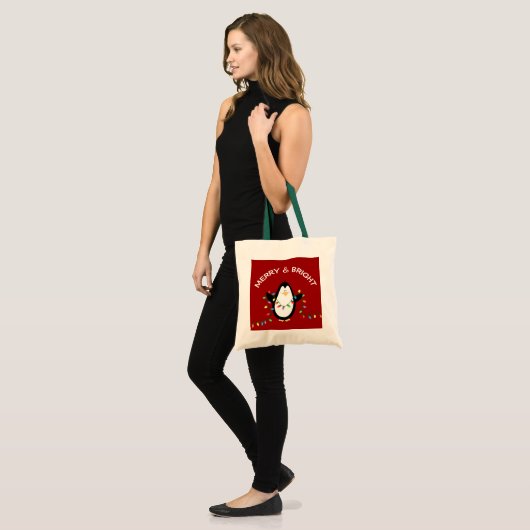 Fun Penguin Red Kerstfeestcadeau Tote Bag (Voorkant (model))