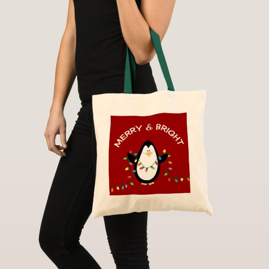 Fun Penguin Red Kerstfeestcadeau Tote Bag (Voorkant (product))