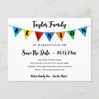 Fun Pennant Family Reunion Save the Date Briefkaar Briefkaart