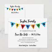 Fun Pennant Family Reunion Save the Date Briefkaar Briefkaart (Voorkant / Achterkant)