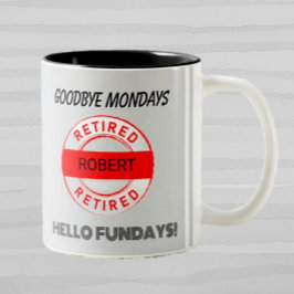 Fun Pensioenfeest Tweekleurige Koffiemok