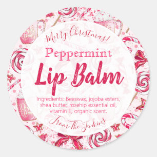 Fun Peppermint Snoep kerstlip Balm Label