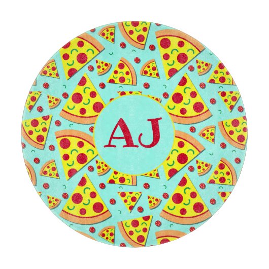 Fun Pepperoni Pizza Slices Food Pattern Snijplank (Voorkant)