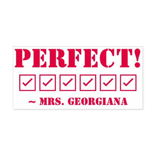 Fun "PERFECT!" Educator Rubber Stamp Zelfinktende Stempel (Design)