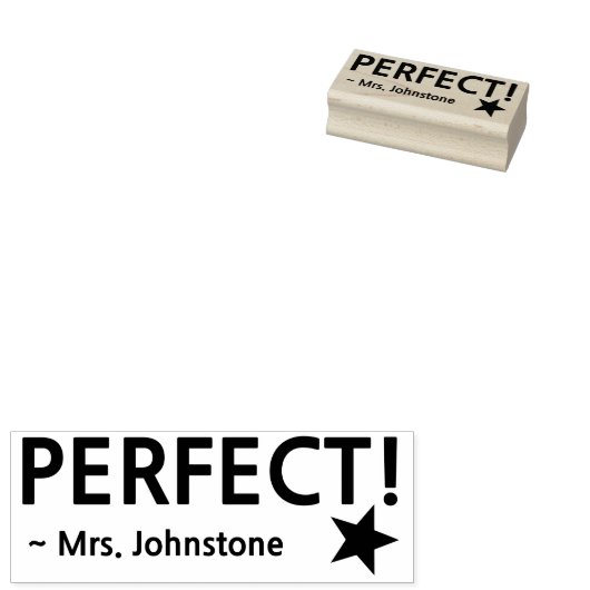 Fun "PERFECT" + Rubber stempel leraar naam (Gestempeld)