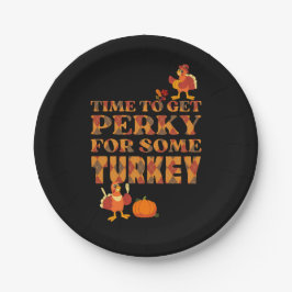 Fun PERKY VOOR TURKIJE Plaid Thanksgiving Papieren Bordje