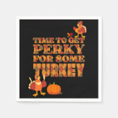 Fun PERKY VOOR TURKIJE Plaid Thanksgiving Servet (Voorkant)