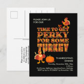 Fun PERKY VOOR TURKIJE Thanksgiving Diner Zwart Uitnodiging Briefkaart (Voorkant / Achterkant)
