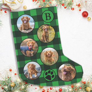 Fun Personalize foto Rustic Green Black Pset Kleine Kerstsok