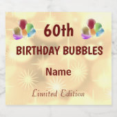 Fun personalized 60th Birthday Sparkling Wijnetiket (Enkel label)