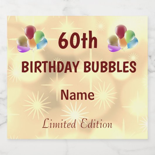 Fun personalized 60th Birthday Sparkling Wijnetiket (Enkel label)