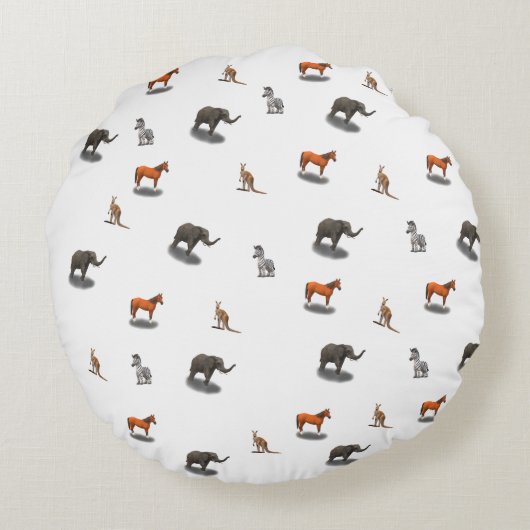 Fun Personalized Animal Threaded Round Pillow Rond Kussen (Achterkant)