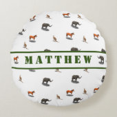Fun Personalized Animal Threaded Round Pillow Rond Kussen (Voorkant)