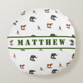 Fun Personalized Animal Threaded Round Pillow Rond Kussen