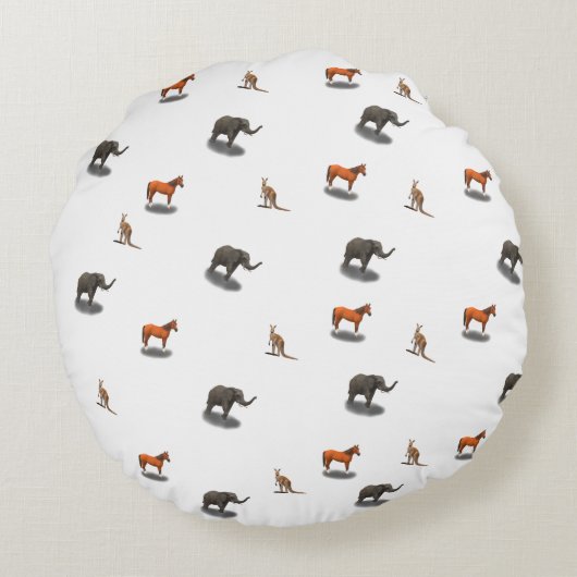 Fun Personalized Animal Threaded Round Pillow Rond Kussen (Achterkant)