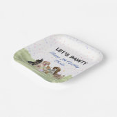 Fun Personalized Blue Puppy Dog Birthday Party Papieren Bordje (Gebogen)