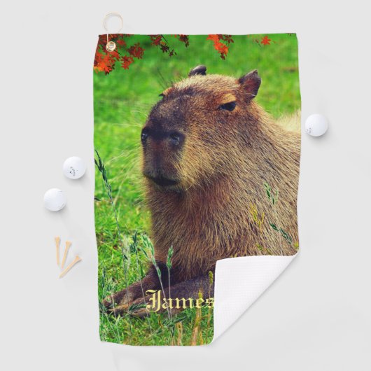 Fun Personalized Capybara Animal Golfhanddoek (Insitu)