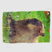 Fun Personalized Capybara Animal Golfhanddoek (Horizontaal)
