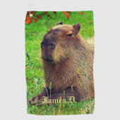 Fun Personalized Capybara Animal Golfhanddoek (Voorkant)