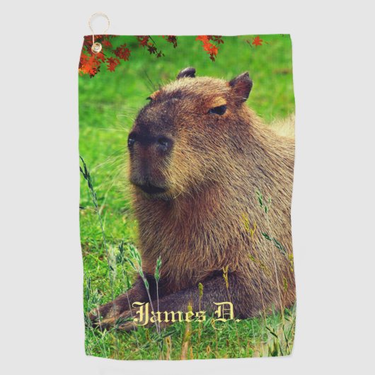 Fun Personalized Capybara Animal Golfhanddoek (Voorkant)