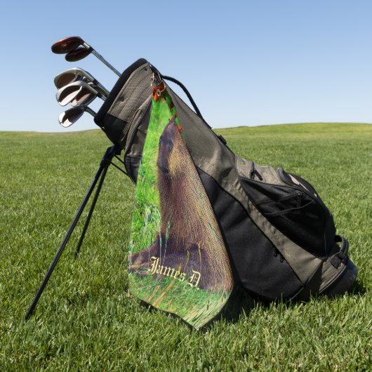 Fun Personalized Capybara Animal Golfhanddoek (Groen)