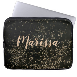 Fun Personalized Chic Gold Confetti Laptop Sleeve