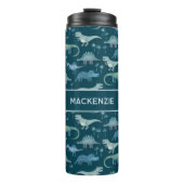 Fun Personalized Dinosaur Pattern Thermosbeker (Voorkant)