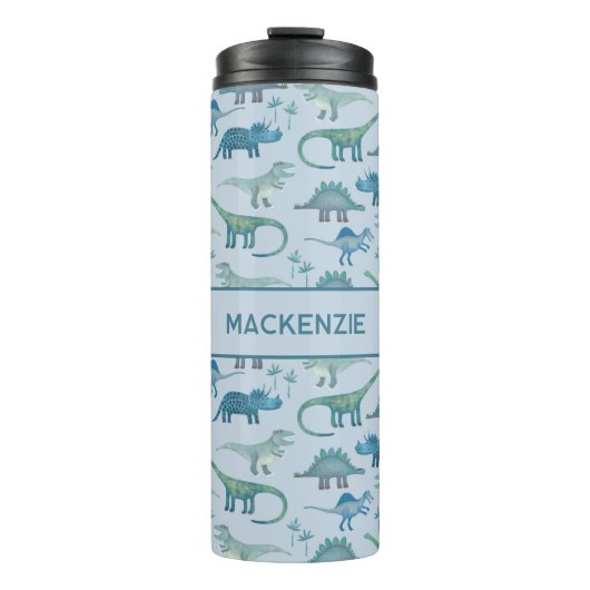 Fun Personalized Dinosaur Pattern Thermosbeker (Voorkant)