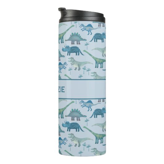 Fun Personalized Dinosaur Pattern Thermosbeker (Geroteerd rechts)