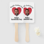 Fun Personalized Face on Stick Bachelorette Party Handwaaier (Voorkant en achterkant)
