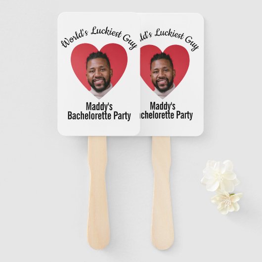 Fun Personalized Face on Stick Bachelorette Party Handwaaier (Voorkant en achterkant)