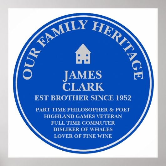 Fun Personalized Family Heritage Plaque Poster (Voorkant)
